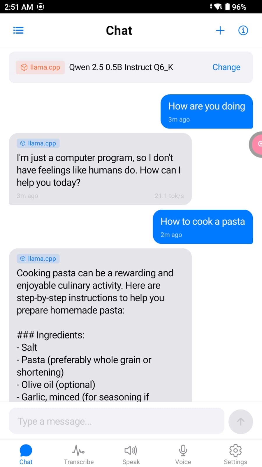 Chat with on-device LLM on Android