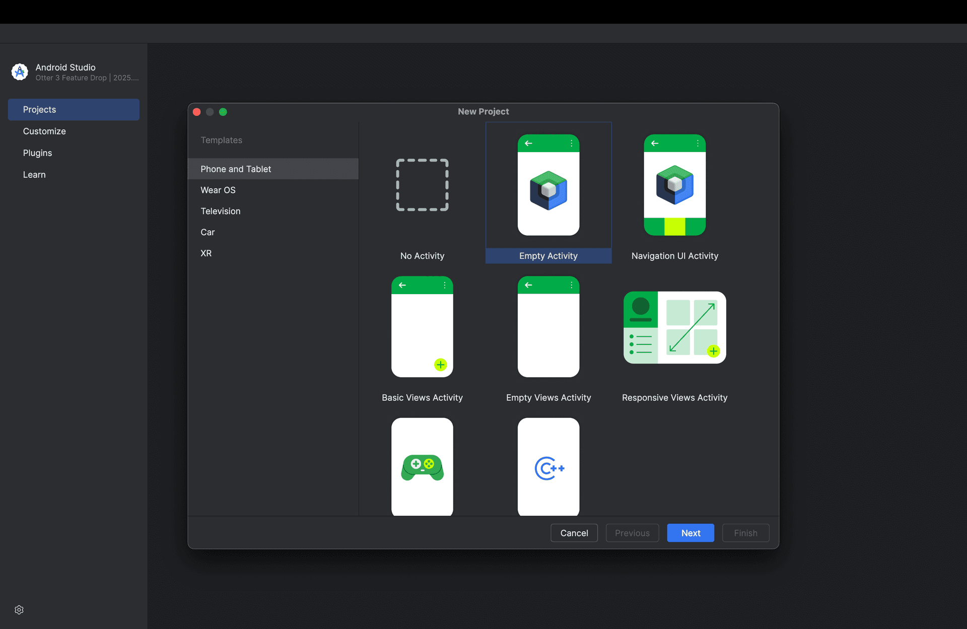Android Studio new Flutter project